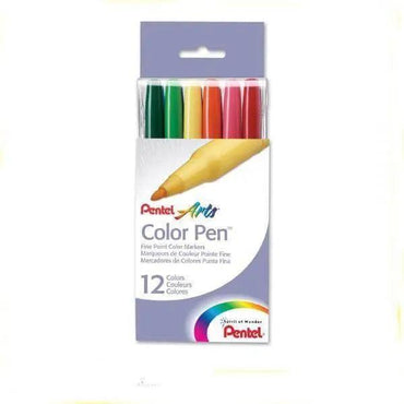 Pentel S360-12 Marker Point Color Pen Set Assorted Colors 12 Count The Stationers
